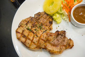 Pork Chop Grilled steak with French Fries