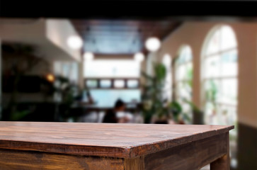 Empty wooden table and room interior decoration background, product montage display, window background