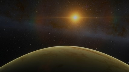 Extrasolar Kepler Planet Yellow Alien Sunrise