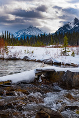 Snowshoeing in the mountains
