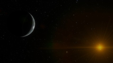 Obraz na płótnie Canvas Triton Moon of Neptune and Sun