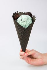 ice cream or ice cream with toppings on background.