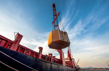 general bulk heavy lift ship in transmission the cargo delivery shipment in port terminal for...