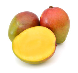 Mango fruit isolated on white background.