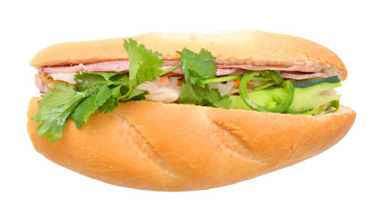 Closeup of sandwiches isolated on white background