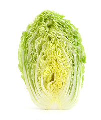Slice of fresh chinese cabbage. Isolated on a white background