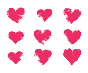 Collection of grunge hearts, Valentine's day design elements