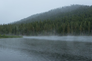 mist over lake