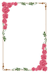 ピンク色バラのフレーム　縦