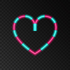 Neon  heart  in shape of lollipop  for Happy Valentine's Day.