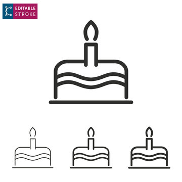 Cake line vector icon. Editable stroke.