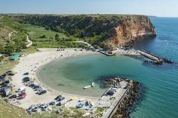 Bolata beach with tourist and boat