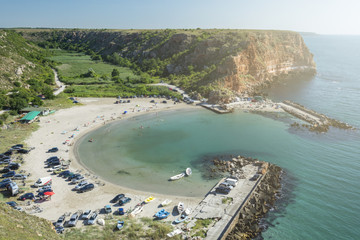 Bolata beach with tourist and boat