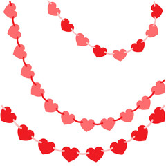 Valentine's Day. Garlands of Pink tiny Hearts to decorate your design. Vector Illustration.