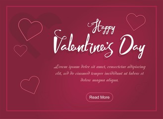 Valentine's Day party  web banner, with Hearts on Pink Background