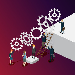 business people making gear strategy for success
