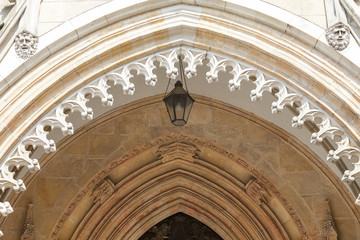 Wroclaw Cathedral (Cathedral of St. John the Baptist), gothic style 13th century church on Ostrow Tumski Island, details of facade, Wroclaw, Poland.