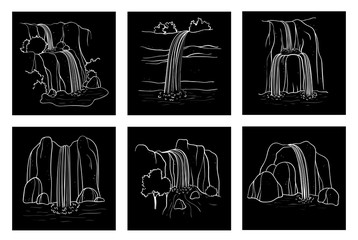 Vector illustration of waterfall.