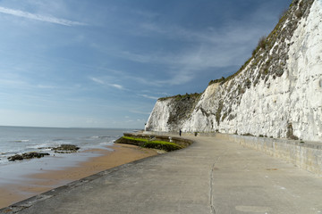 View over cliffs and sand of Louisa Bay, Broadstairs. Kent