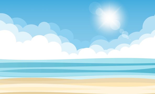 Sky sea and sun. Vector illustration