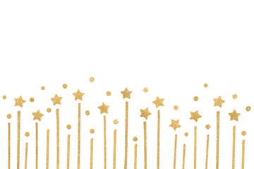 Gold star field paper cut on white background - isolated