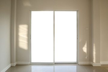 Steel white window frame home interior on paint wall