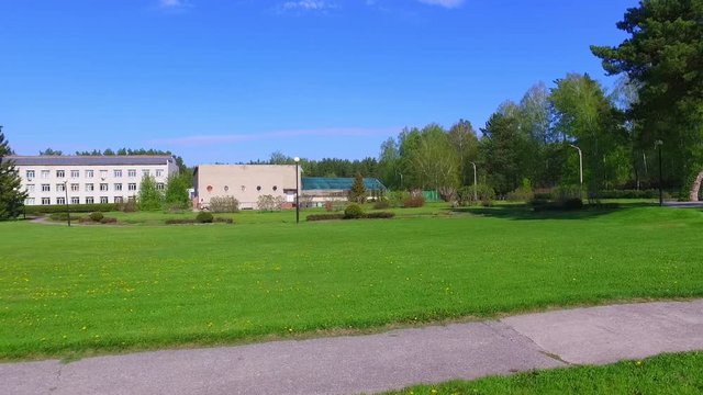 Video of moving along Novosibirsk botanical garden in Spring season