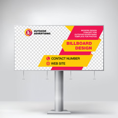 Billboard banner, modern design for outdoor advertising, template stand for posting photos and text, graphic background vector