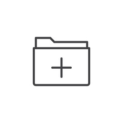 Add folder line icon, outline vector sign, linear style pictogram isolated on white. Folder plus symbol, logo illustration. Editable stroke