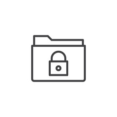 Lock folder line icon, outline vector sign, linear style pictogram isolated on white. Secret file folder symbol, logo illustration. Editable stroke