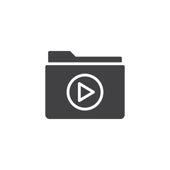 Movie folder icon vector, filled flat sign, solid pictogram isolated on white. Symbol, logo illustration.