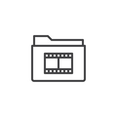 Film reel folder line icon, outline vector sign, linear style pictogram isolated on white. Symbol, logo illustration. Editable stroke