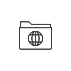 Browser internet folder line icon, outline vector sign, linear style pictogram isolated on white. Symbol, logo illustration. Editable stroke
