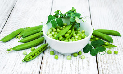 green peas on a table