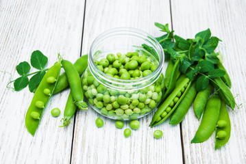 green peas on a table