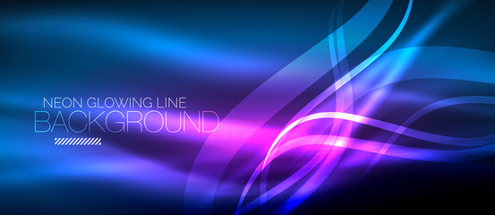 Neon blue elegant smooth wave lines digital abstract background