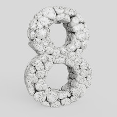 Marble Stones Sculpture Forming The Number 8 on a White Background