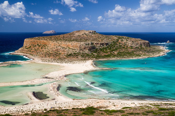 Balos lagoon with turquoise sea and sandy beach Crete Greece