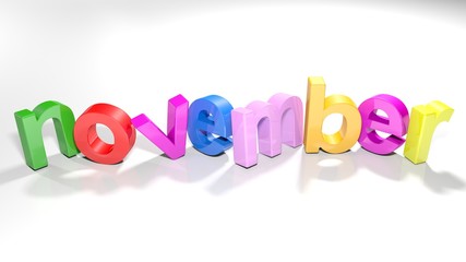 november colorful 3D write - 3D rendering