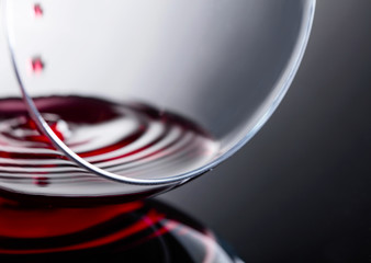 Glass of red wine, macro shot .