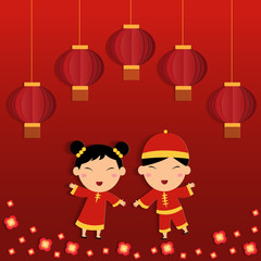 Obraz na płótnie Canvas Vector of Chinese New Year abstract and red background.