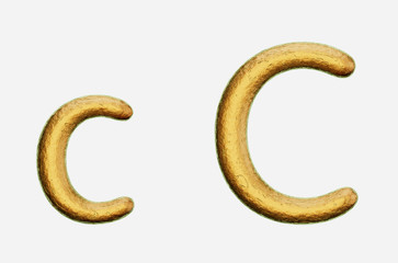 Rough Bronze Uppercase and Lowercase c on a White Background