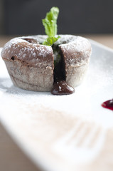 Coulant de chocolate con helado.