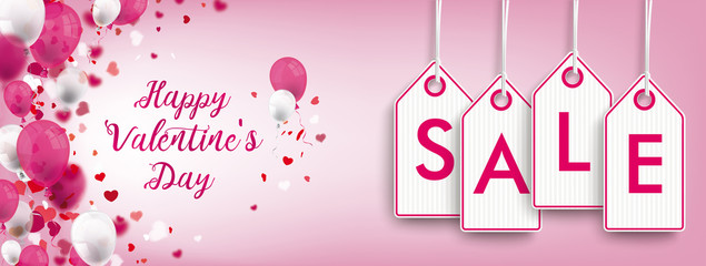 Valentines Day Confetti Hearts Header Price Stickers Sale