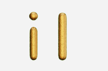 Rough Bronze Uppercase and Lowercase i on a White Background