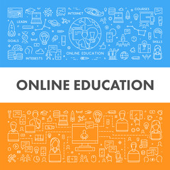 Vector line web concept for education