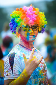 Colorful holi man