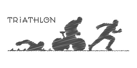 Vector line design concept for triathlon - obrazy, fototapety, plakaty