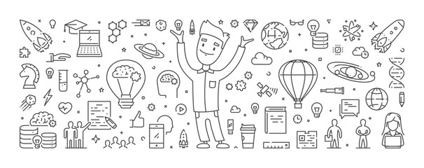 Vector line web banner for creative