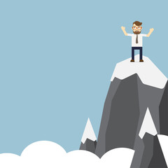 Fototapeta premium Businessman standing on mountain top,success concept